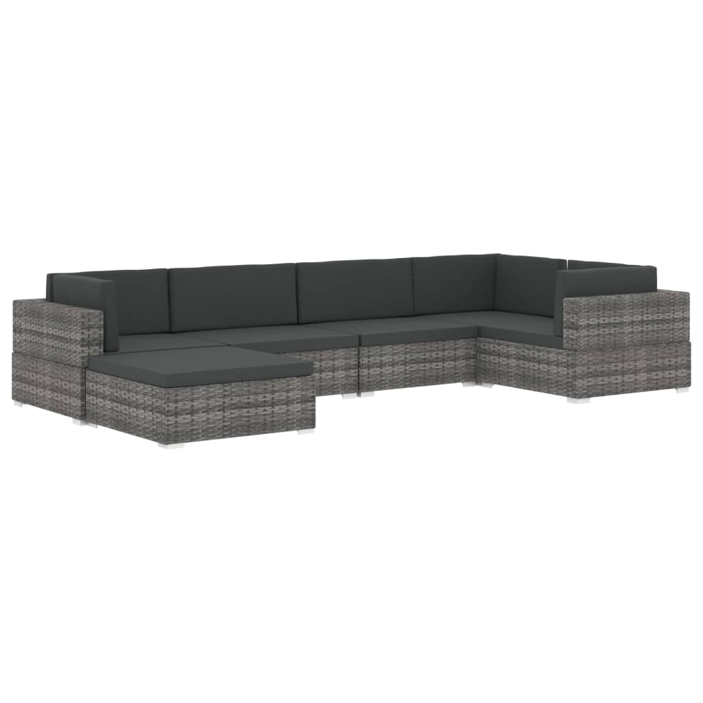 vidaXL Sectional Footrest 1 pc with Cushion Poly Rattan Black