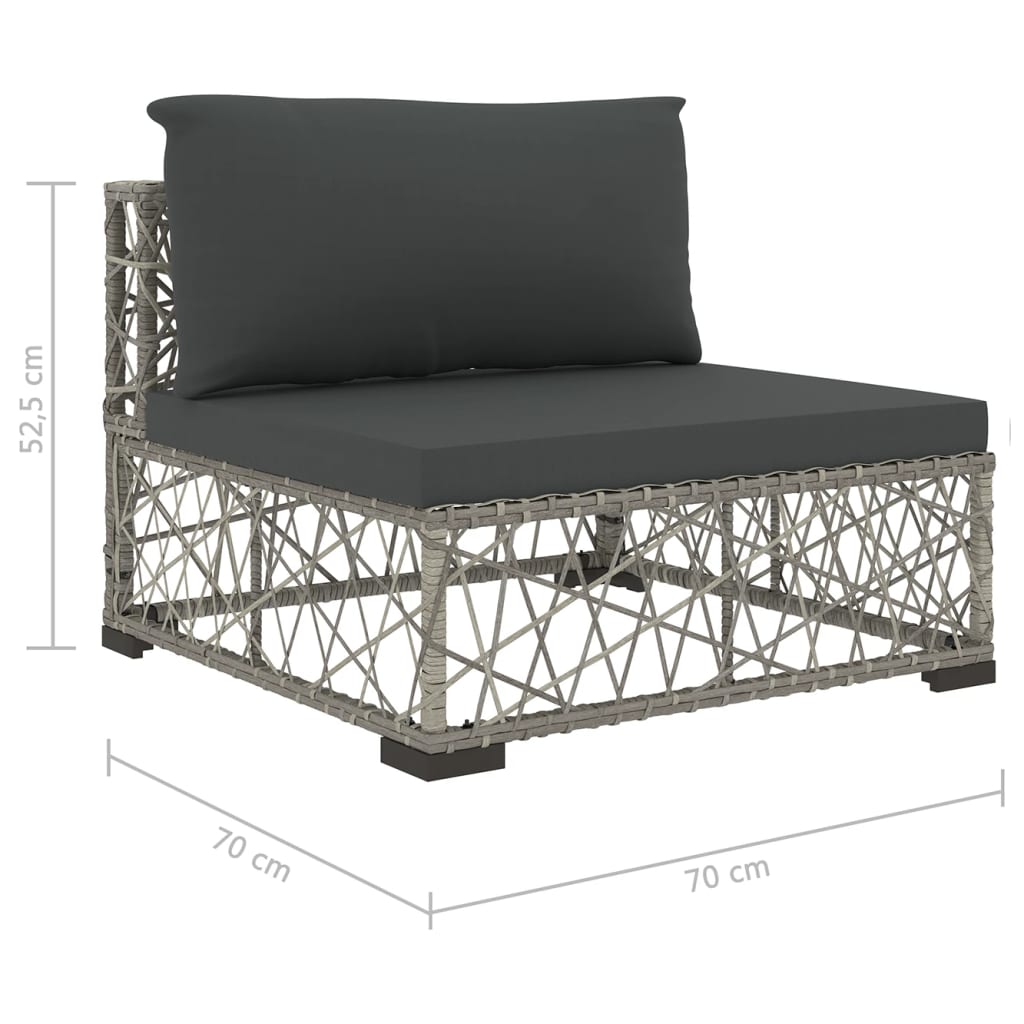 vidaXL 6 Piece Garden Lounge Set with Cushions Poly Rattan Grey