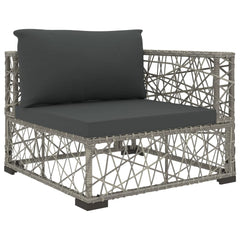 vidaXL 8 Piece Garden Lounge Set with Cushions Poly Rattan Grey