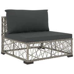 vidaXL 6 Piece Garden Lounge Set with Cushions Poly Rattan Grey