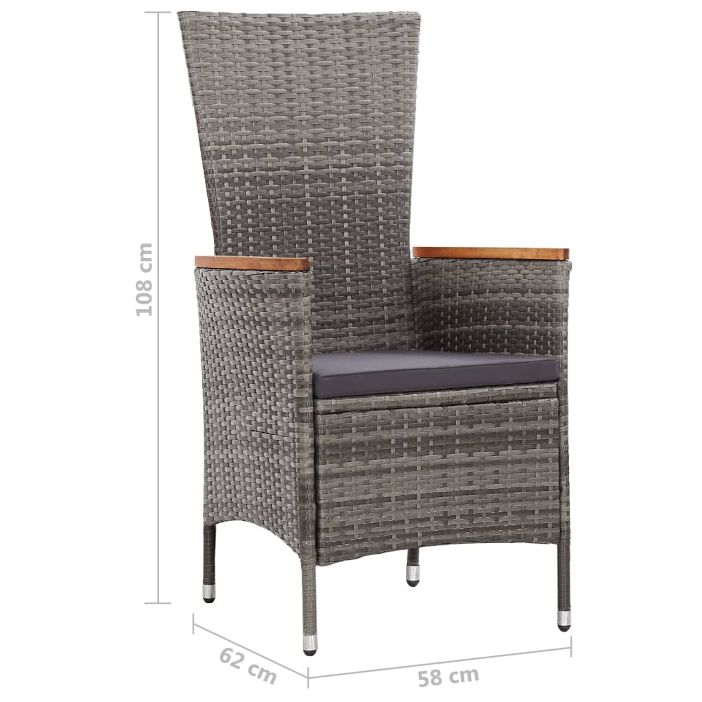 vidaXL 9 Piece Outdoor Dining Set with Cushions Poly Rattan Grey