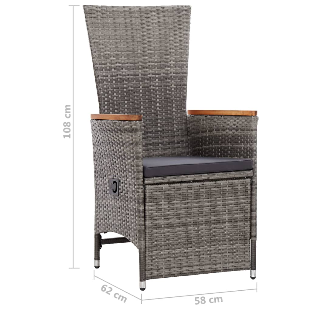 vidaXL 9 Piece Outdoor Dining Set with Cushions Poly Rattan Grey