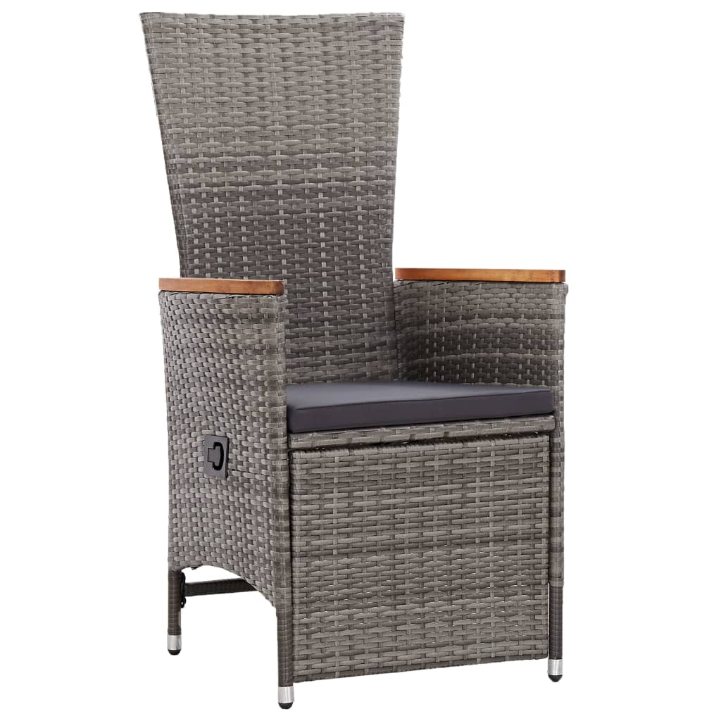vidaXL 9 Piece Outdoor Dining Set with Cushions Poly Rattan Grey