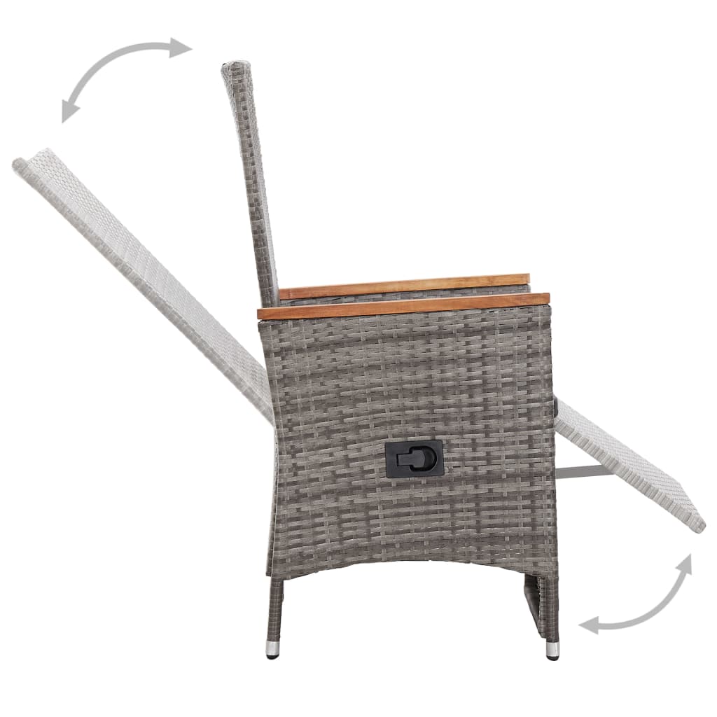 vidaXL 9 Piece Outdoor Dining Set with Cushions Poly Rattan Grey