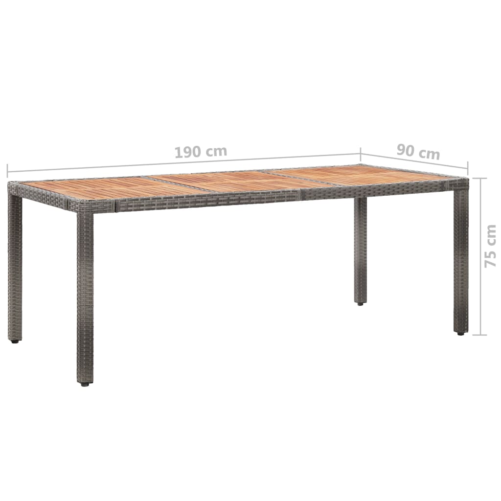 vidaXL 9 Piece Outdoor Dining Set with Cushions Poly Rattan Grey