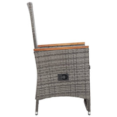 vidaXL Reclining Garden Chairs 2 pcs with Cushions Poly Rattan Grey