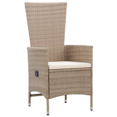 vidaXL 9 Piece Outdoor Dining Set with Cushions Poly Rattan Beige