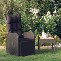 Reclining Garden Chair with Cushion Poly Rattan