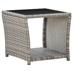 Coffee Table  45x45x40 cm Poly Rattan and Glass