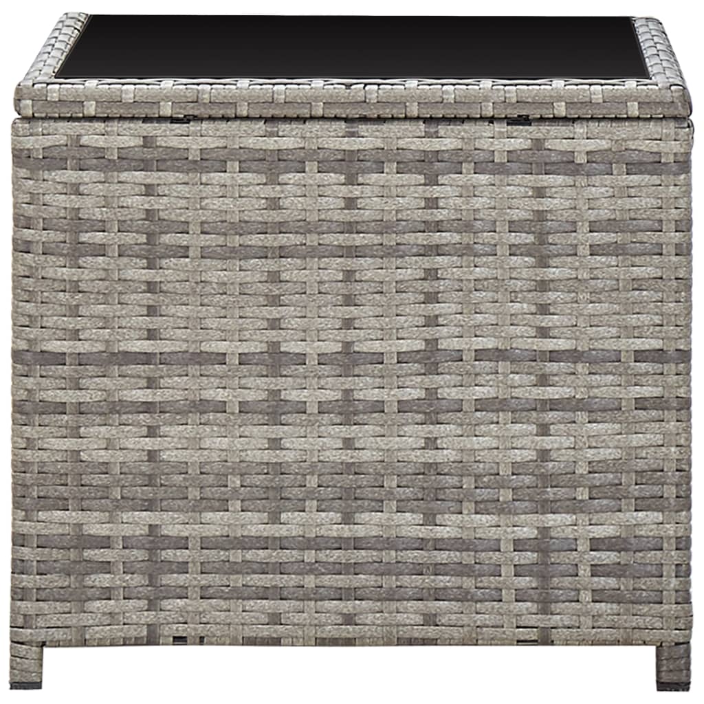 vidaXL Coffee Table Grey 45x45x40 cm Poly Rattan and Glass