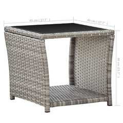 Coffee Table  45x45x40 cm Poly Rattan and Glass