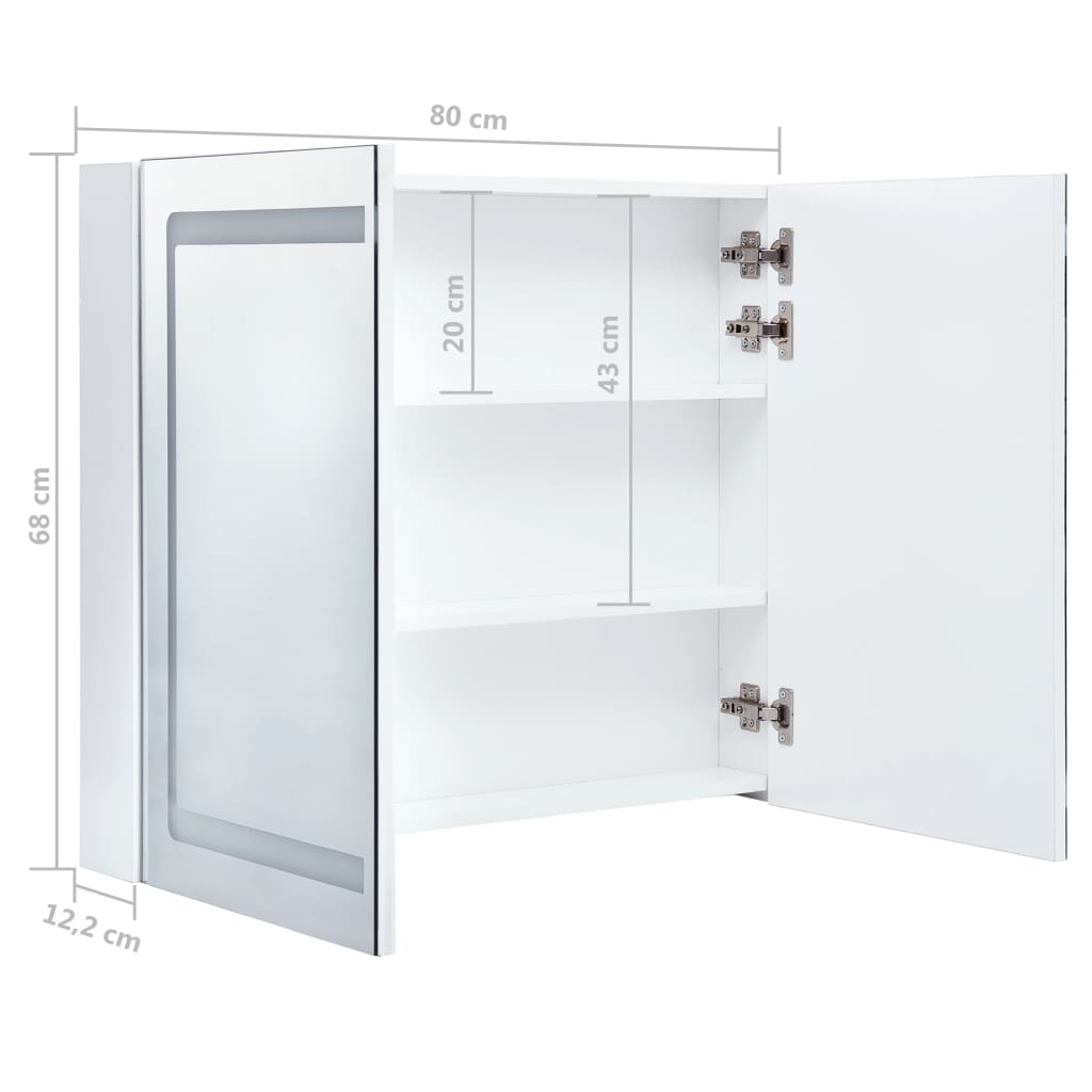 LED Bathroom Mirror Cabinet 80x12.2x68 cm