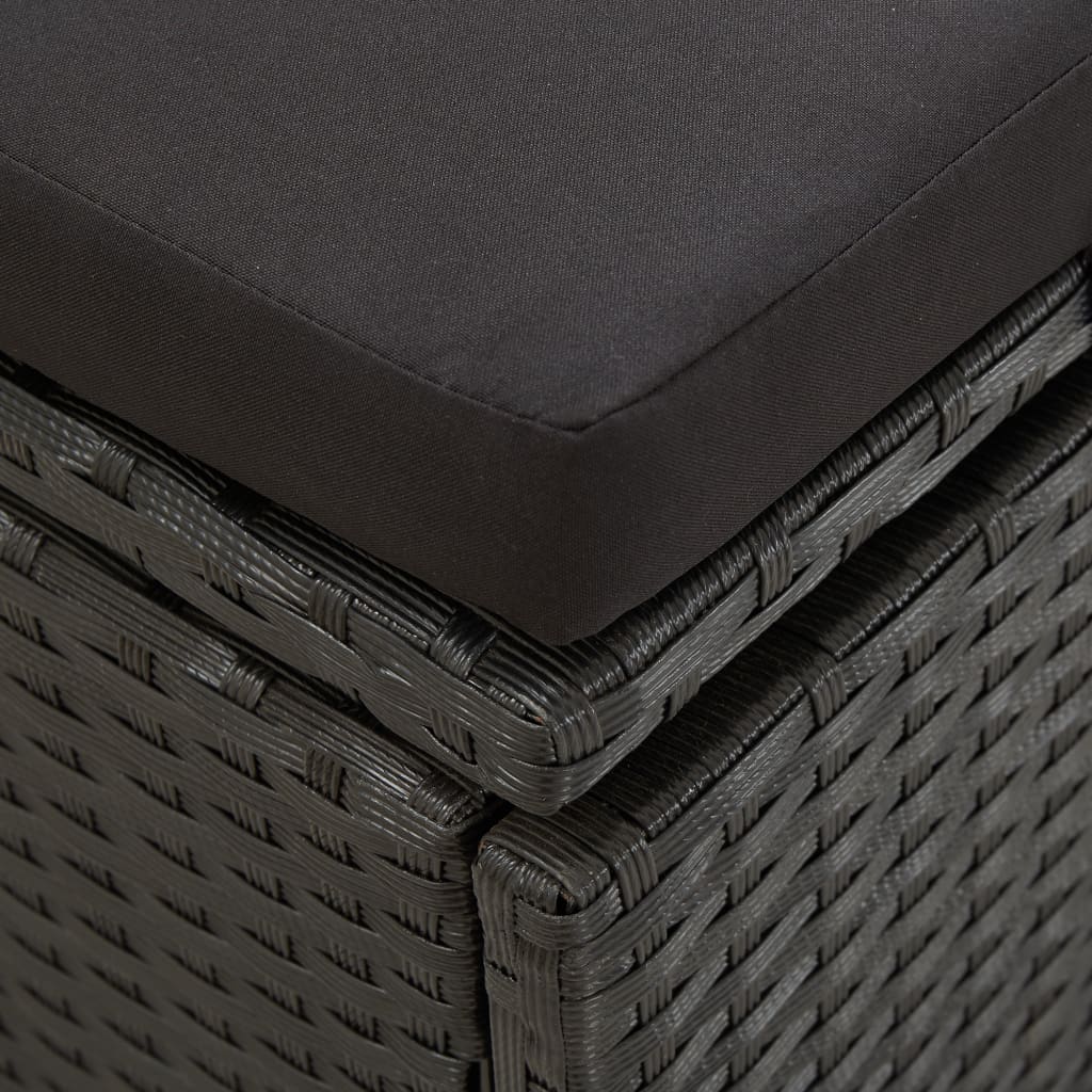 vidaXL Sun Bed with Cushions Poly Rattan Black