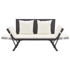 vidaXL Garden Bench with Cushions 176 cm Black Poly Rattan