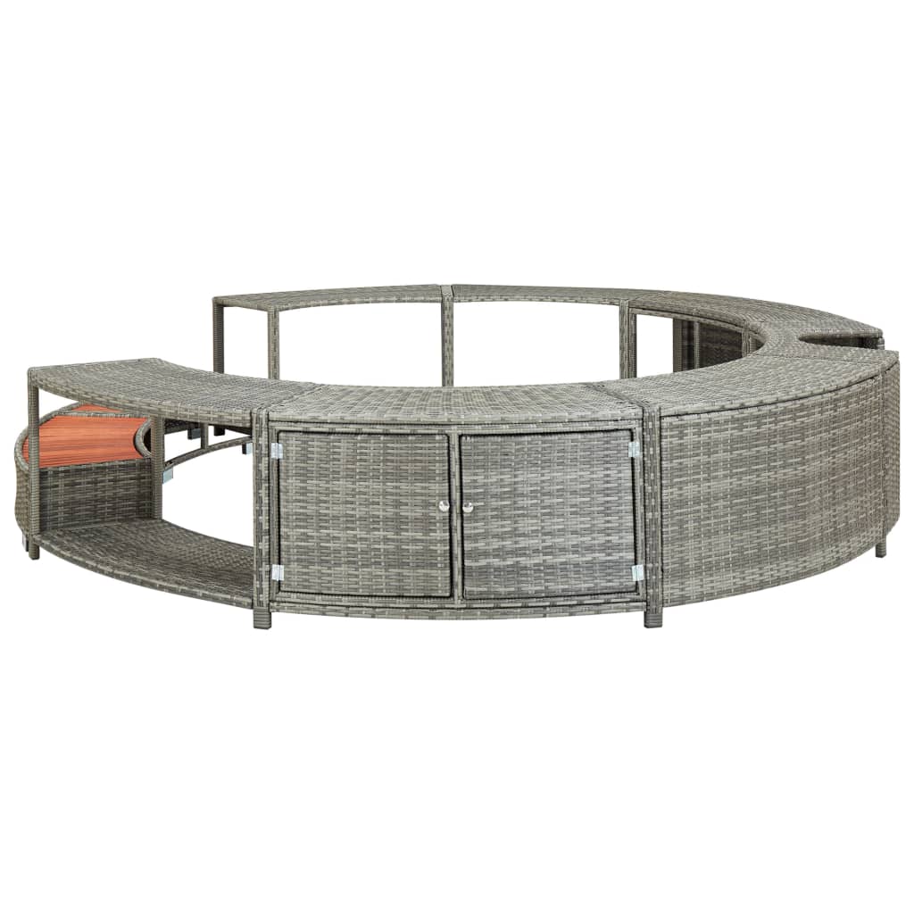 vidaXL Hot Tub Surround Grey Poly Rattan