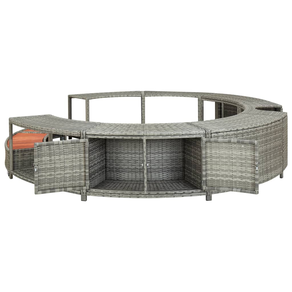 vidaXL Hot Tub Surround Grey Poly Rattan