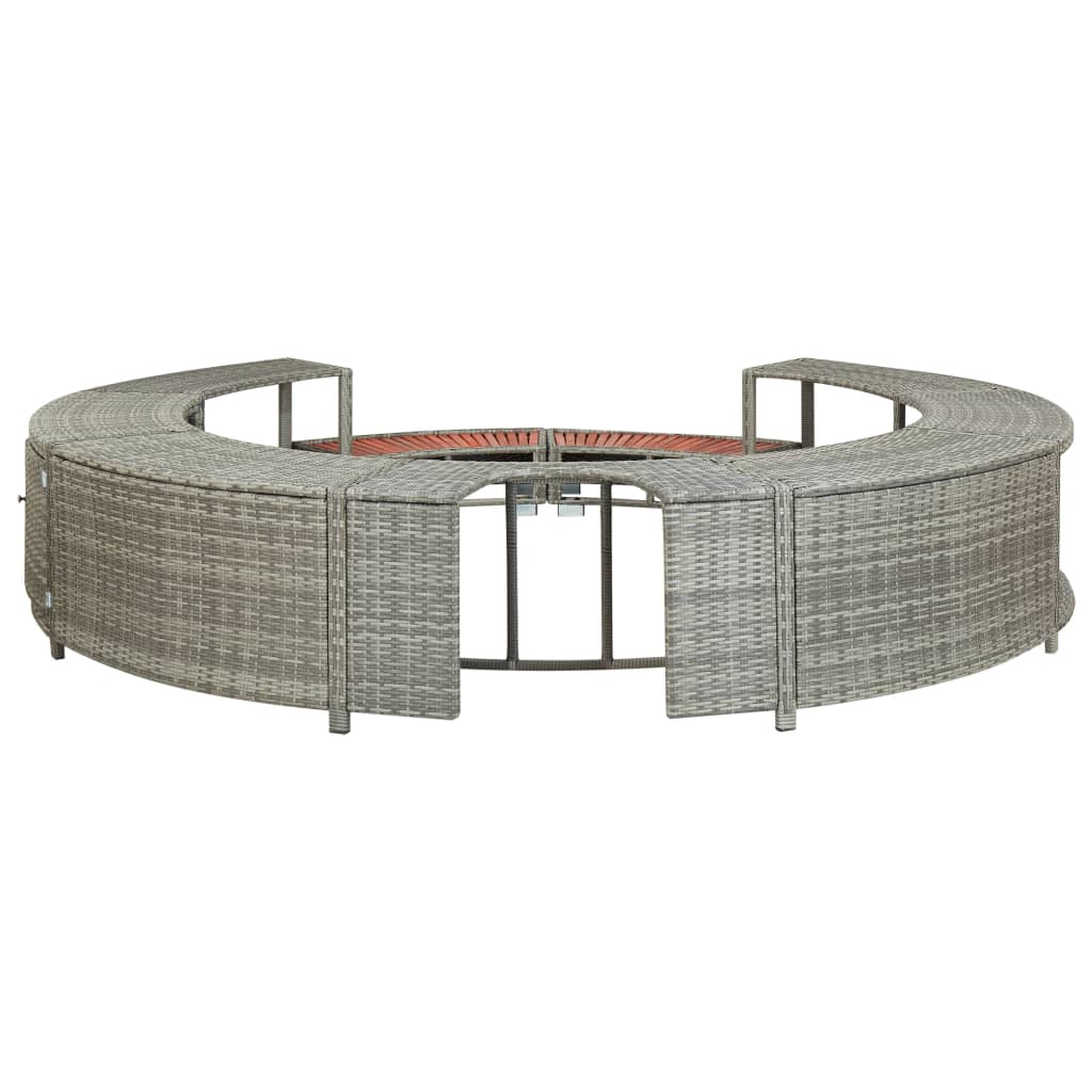 vidaXL Hot Tub Surround Grey Poly Rattan