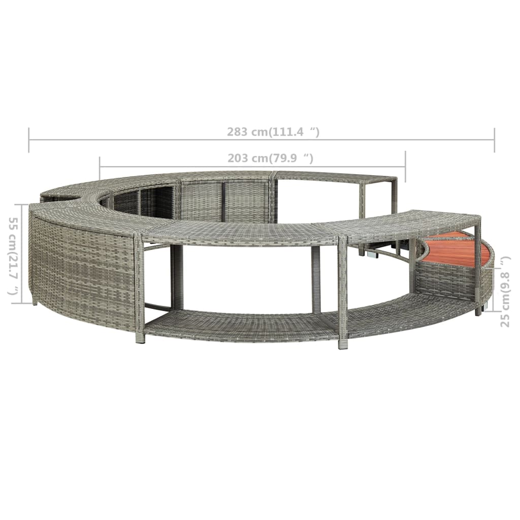 vidaXL Hot Tub Surround Grey Poly Rattan