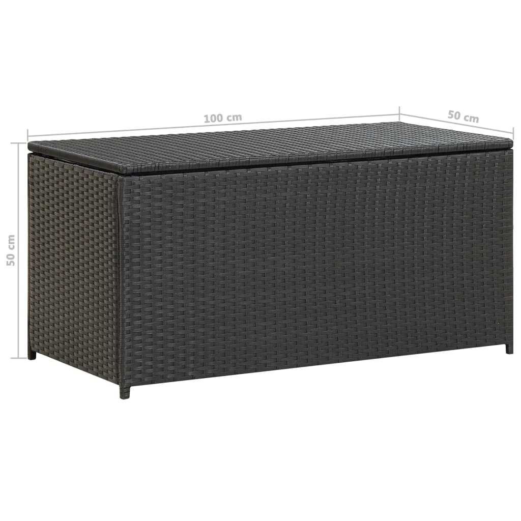 vidaXL Garden Storage Box Poly Rattan 100x50x50 cm Black