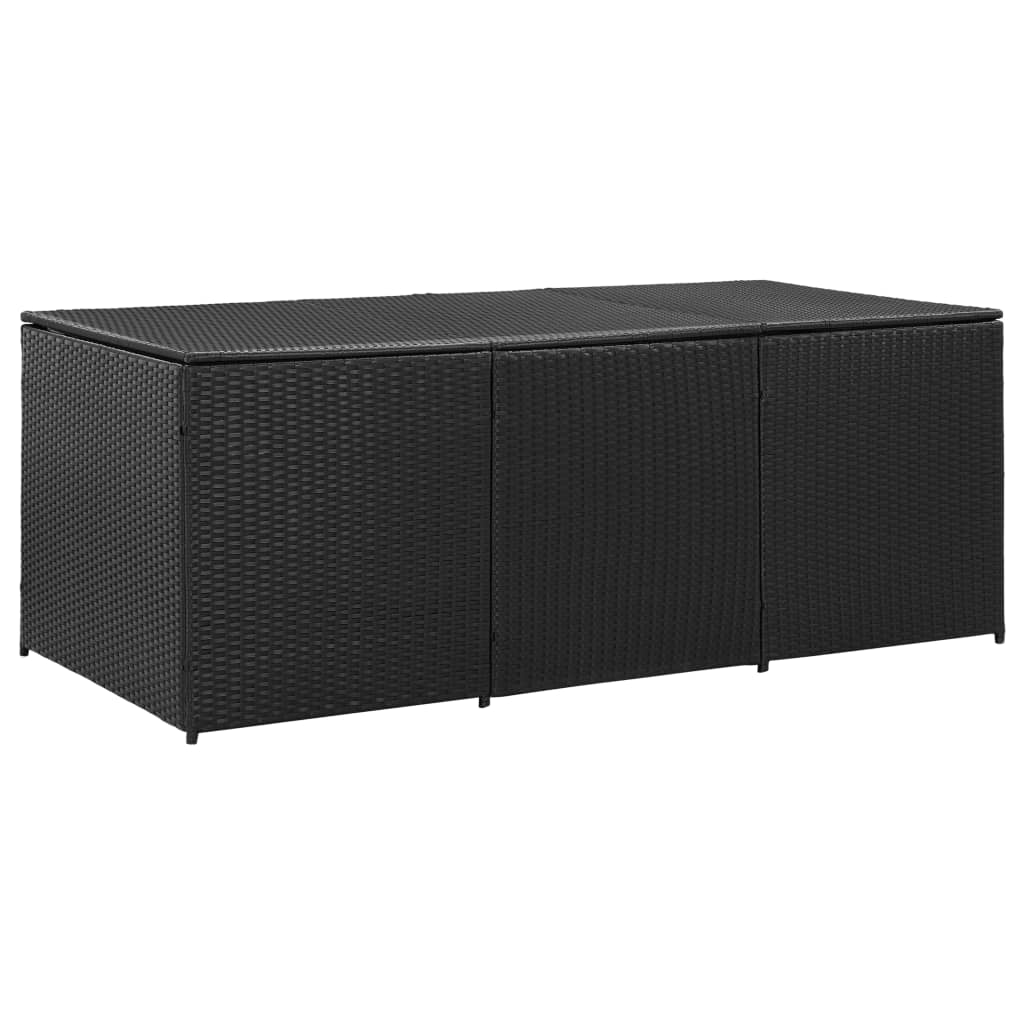 vidaXL Garden Storage Box Poly Rattan 200x50x60 cm Black