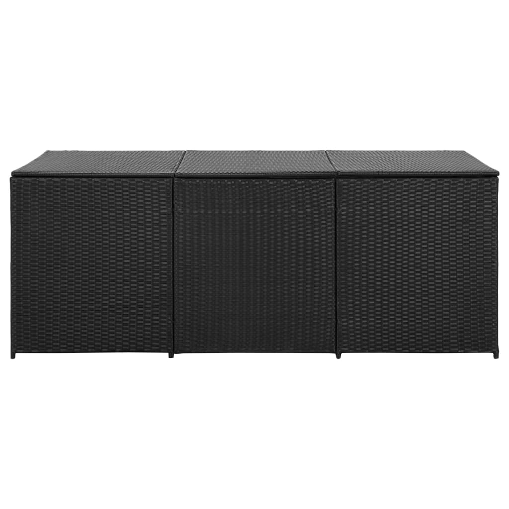 vidaXL Garden Storage Box Poly Rattan 200x50x60 cm Black