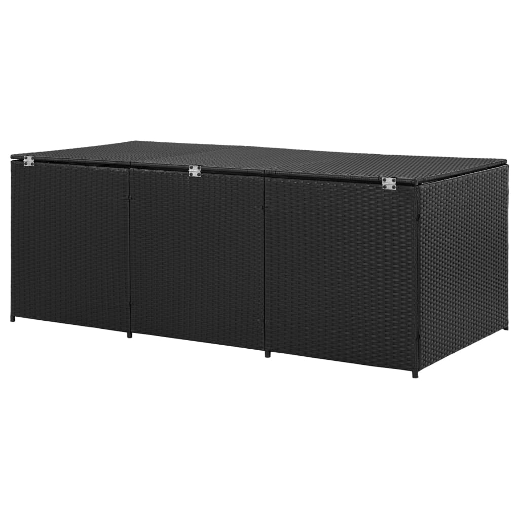 vidaXL Garden Storage Box Poly Rattan 200x50x60 cm Black