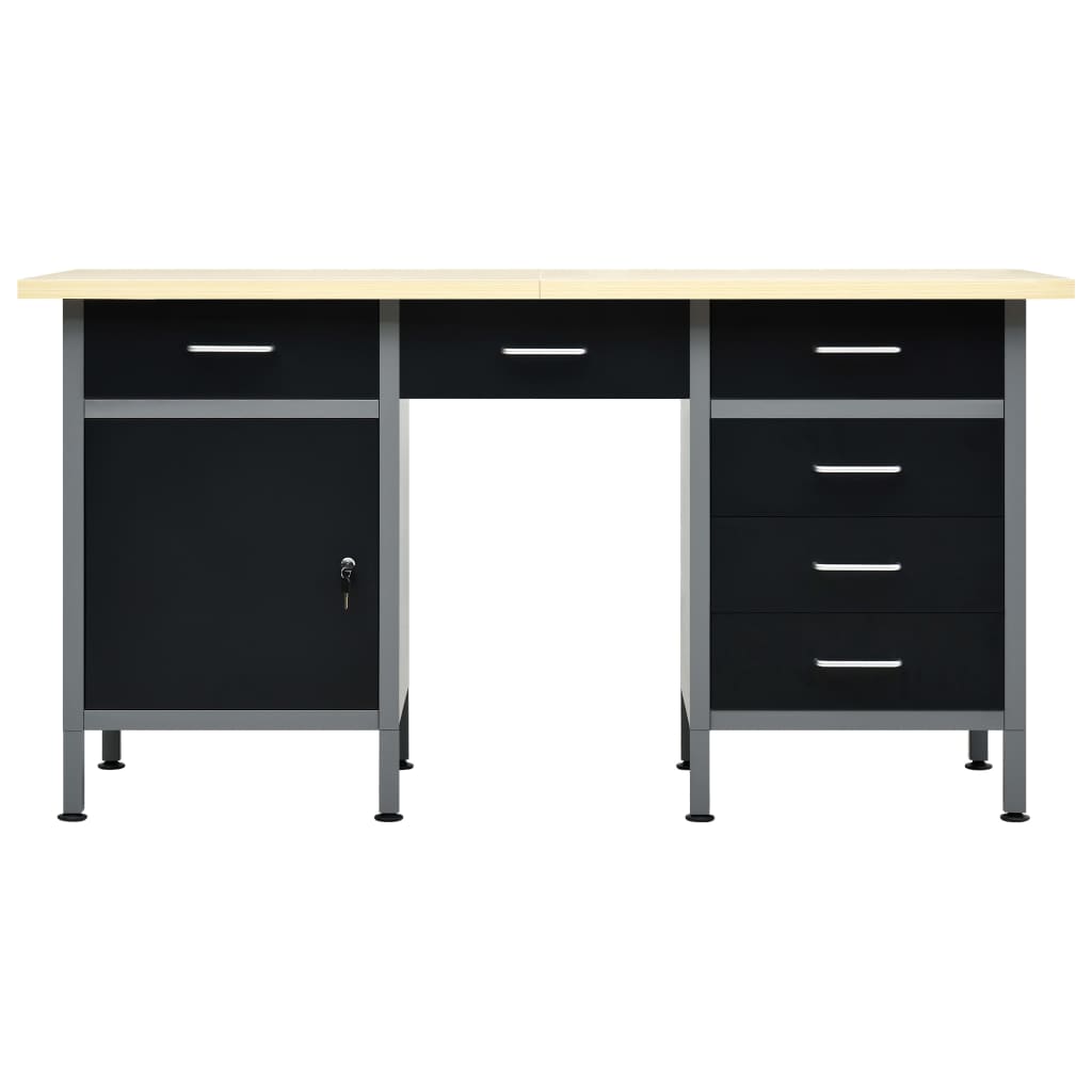 vidaXL Workbench Black 160x60x85 cm Steel