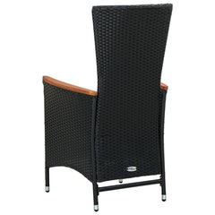vidaXL 7 Piece Outdoor Dining Set Poly Rattan Acacia Wood Black