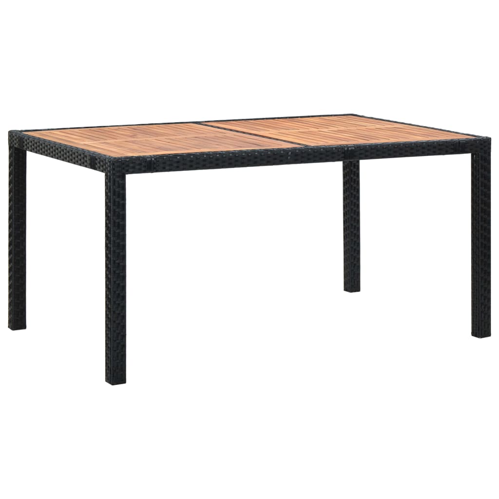 vidaXL 7 Piece Outdoor Dining Set Poly Rattan Acacia Wood Black
