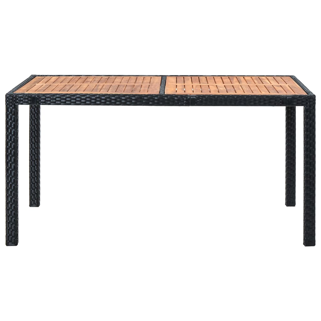 vidaXL 7 Piece Outdoor Dining Set Poly Rattan Acacia Wood Black