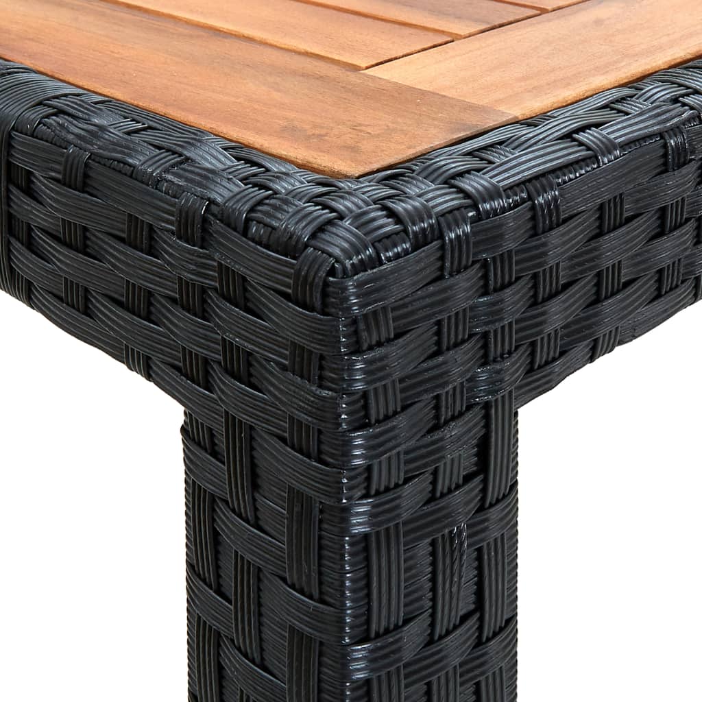 vidaXL 7 Piece Outdoor Dining Set Poly Rattan Acacia Wood Black