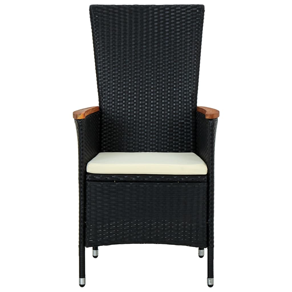 vidaXL 9 Piece Outdoor Dining Set Poly Rattan Acacia Wood Black