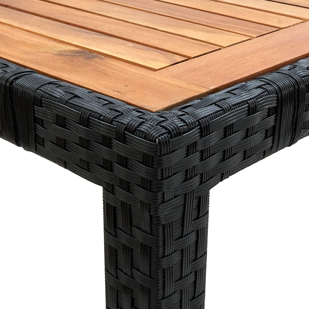 vidaXL 9 Piece Outdoor Dining Set Poly Rattan Acacia Wood Black