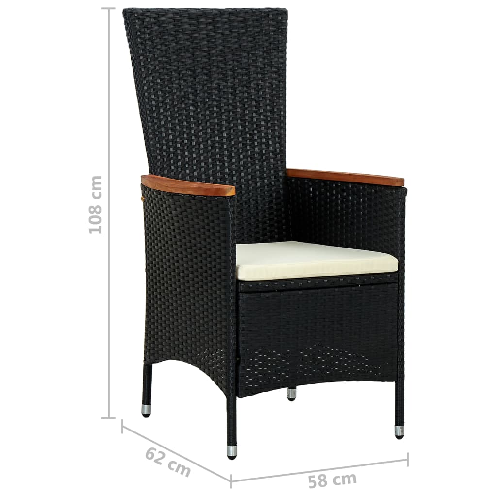 vidaXL 9 Piece Outdoor Dining Set Poly Rattan Acacia Wood Black