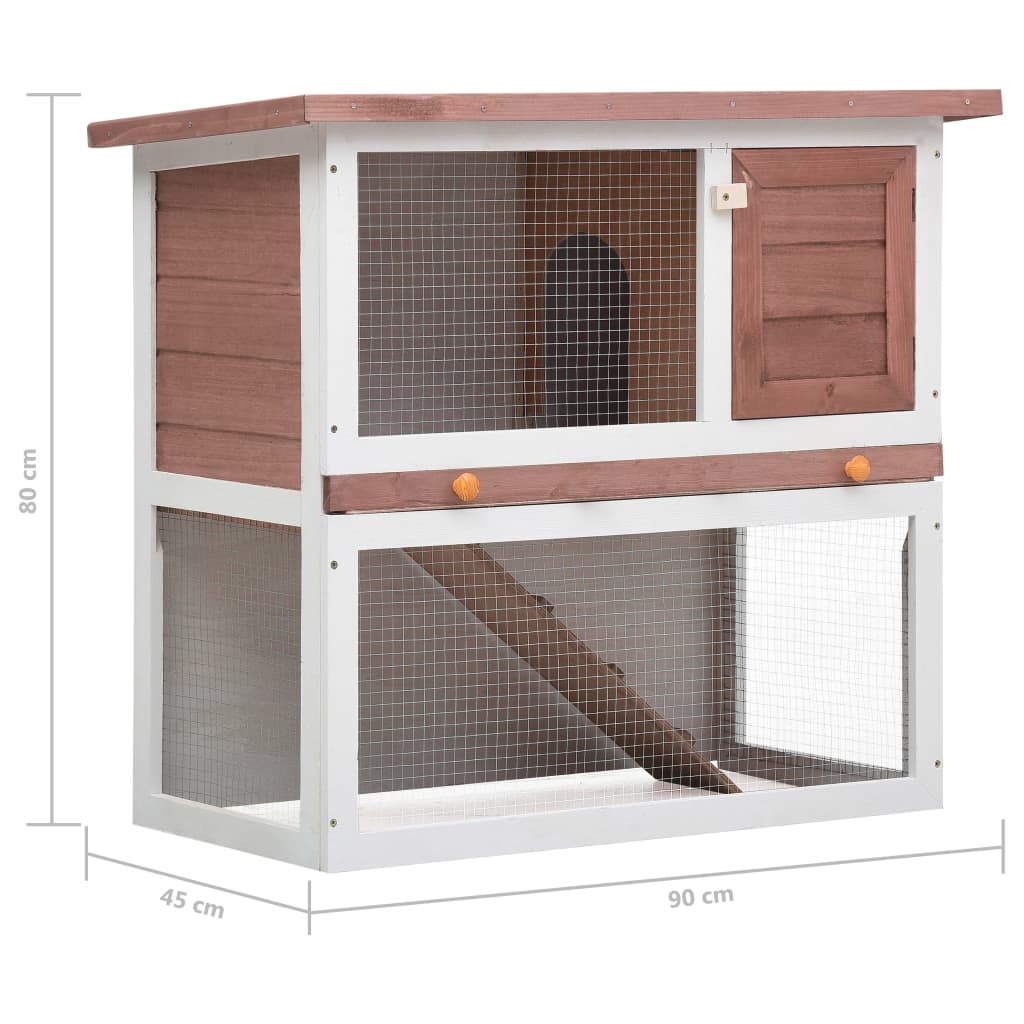 vidaXL Outdoor Rabbit Hutch 1 Door Brown Wood