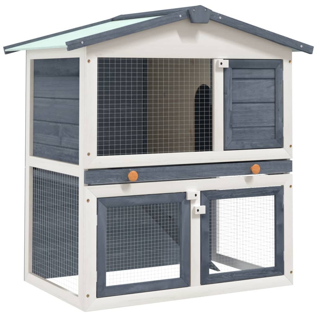 vidaXL Outdoor Rabbit Hutch 3 Doors Brown Wood