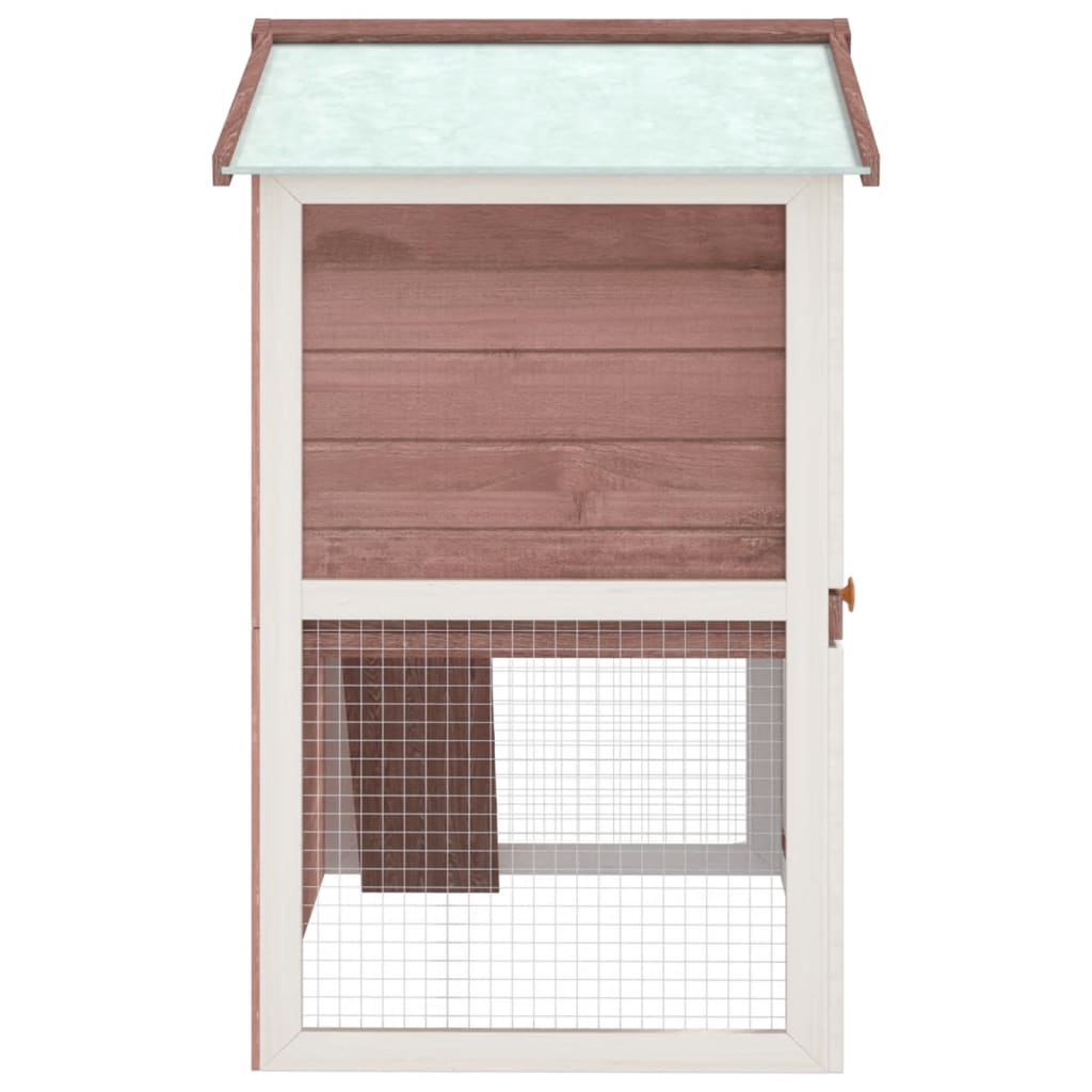 vidaXL Outdoor Rabbit Hutch 3 Doors Brown Wood