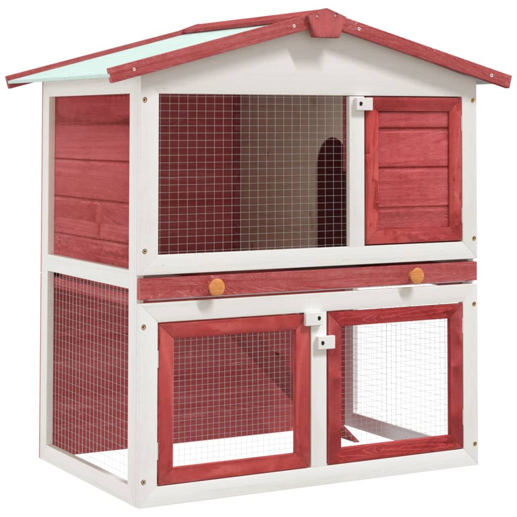 vidaXL Outdoor Rabbit Hutch 3 Doors Brown Wood