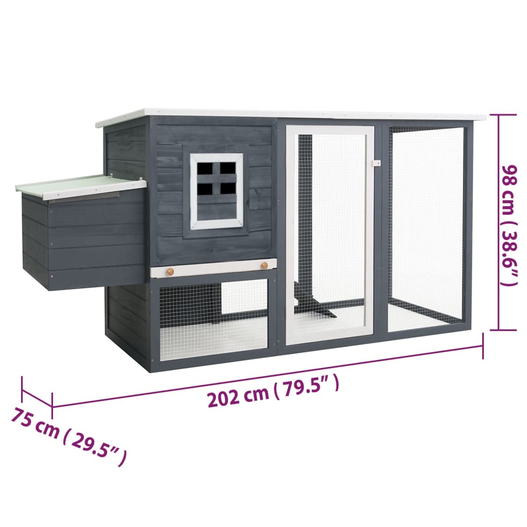 vidaXL Outdoor Chicken Cage Hen House with 1 Egg Cage Wood