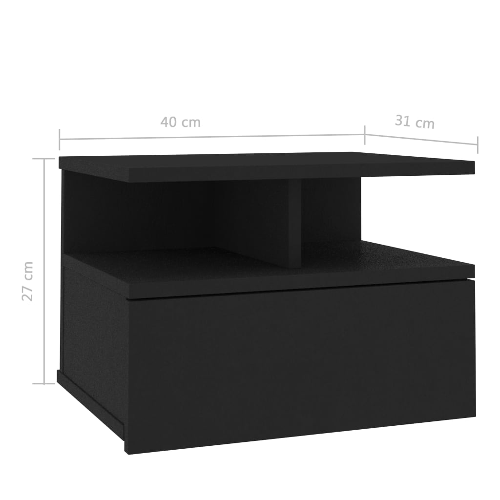 vidaXL Floating Nightstands 2 pcs Black 40x31x27cm Engineered Wood