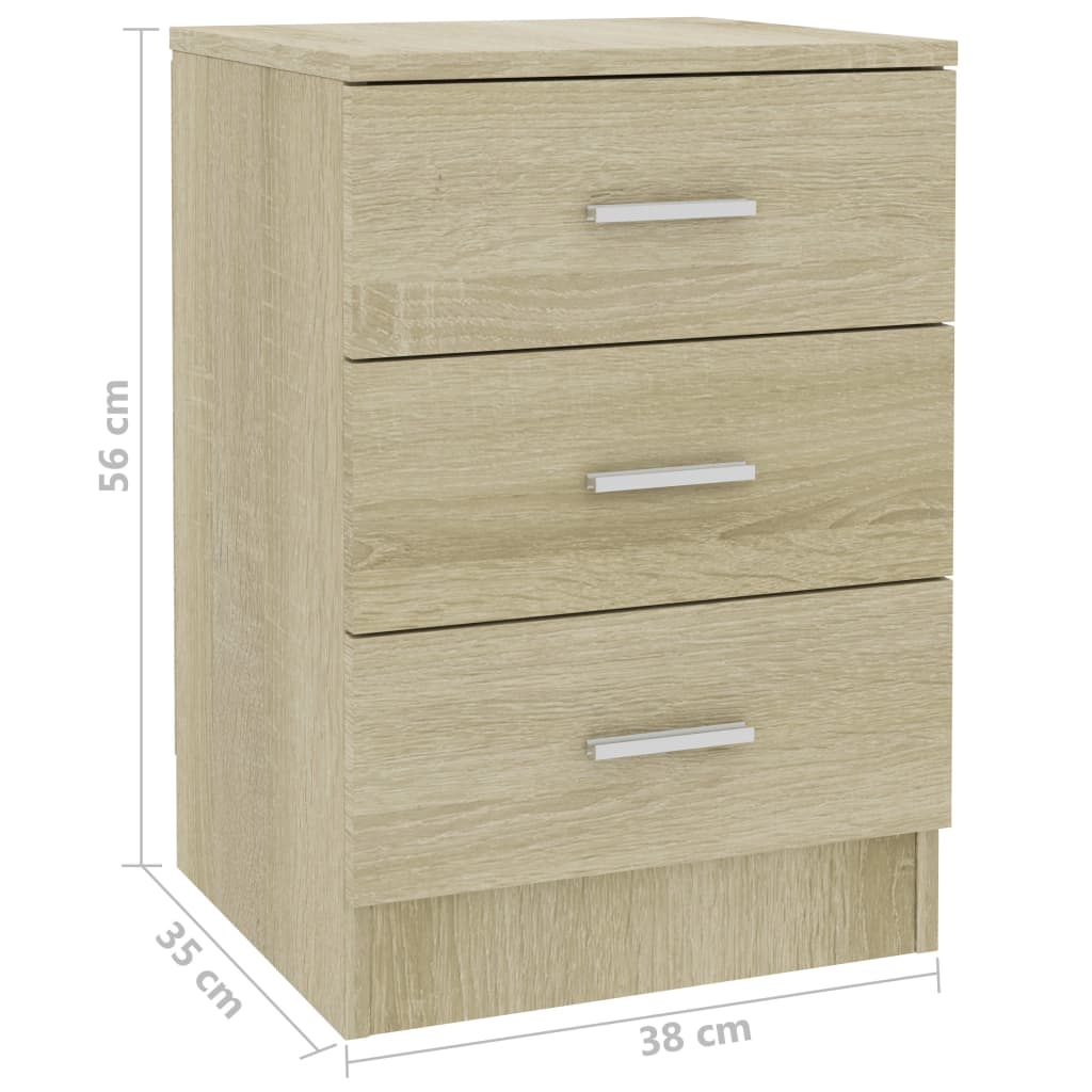 vidaXL Bedside Cabinet Black 38x35x56 cm Engineered Wood