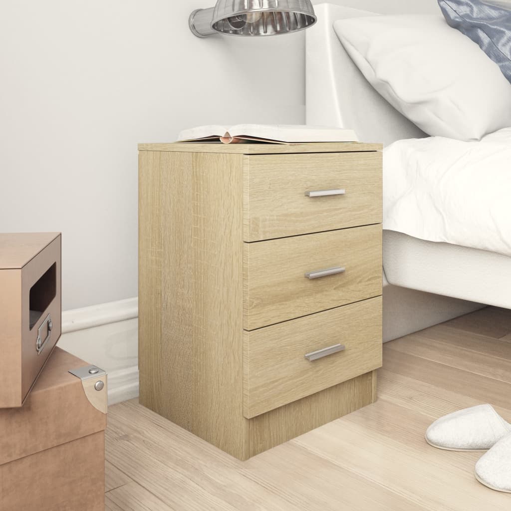 vidaXL Bedside Cabinet Black 38x35x56 cm Engineered Wood