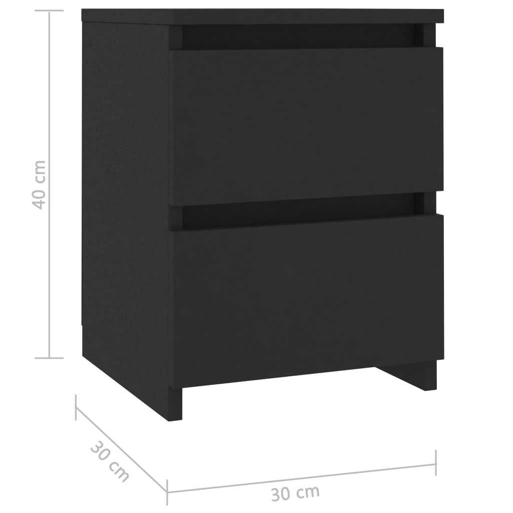 vidaXL Bedside Cabinet Black 40x30x40 cm Engineered Wood