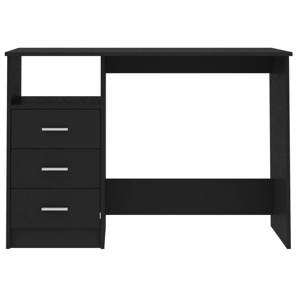 vidaXL Desk with Drawers Black 110x50x76 cm Engineered Wood