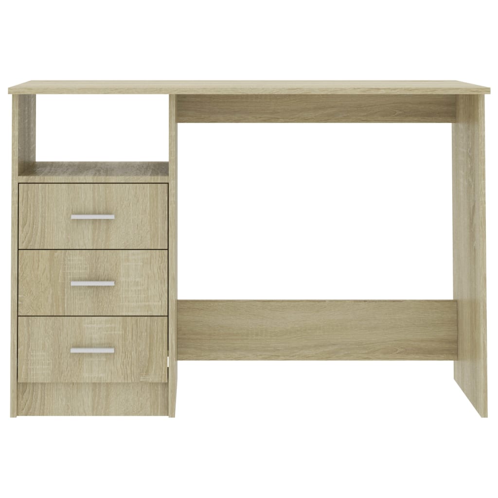 vidaXL Desk with Drawers Black 110x50x76 cm Engineered Wood