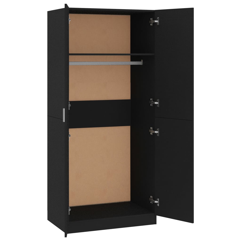 vidaXL Wardrobe Black 90x52x200 cm Engineered Wood