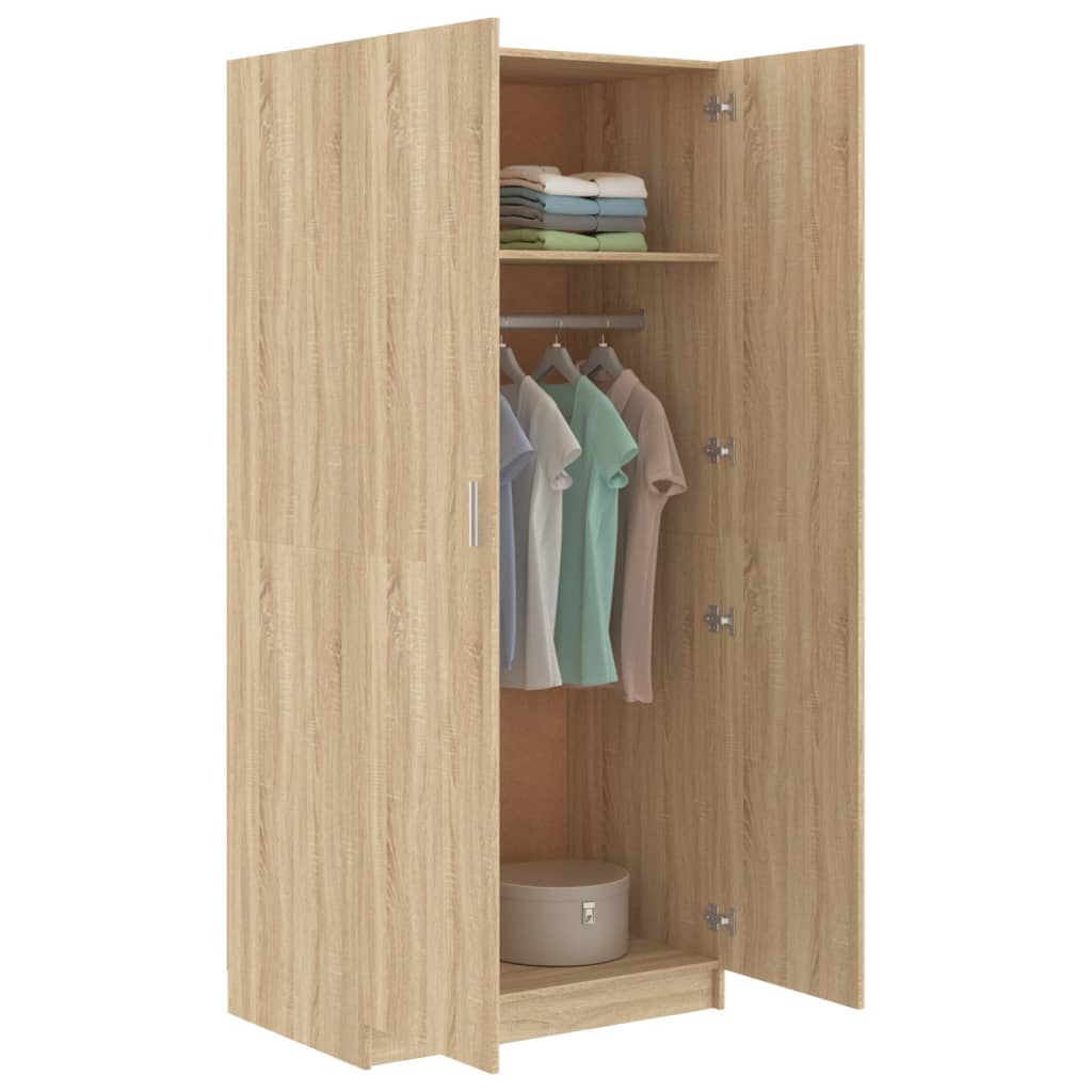 vidaXL Wardrobe Black 90x52x200 cm Engineered Wood