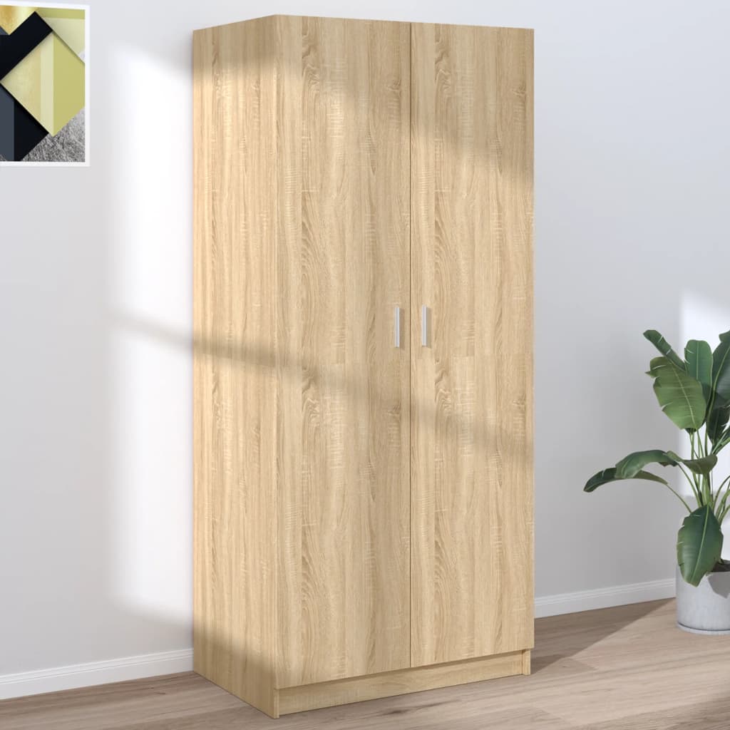 vidaXL Wardrobe Black 90x52x200 cm Engineered Wood