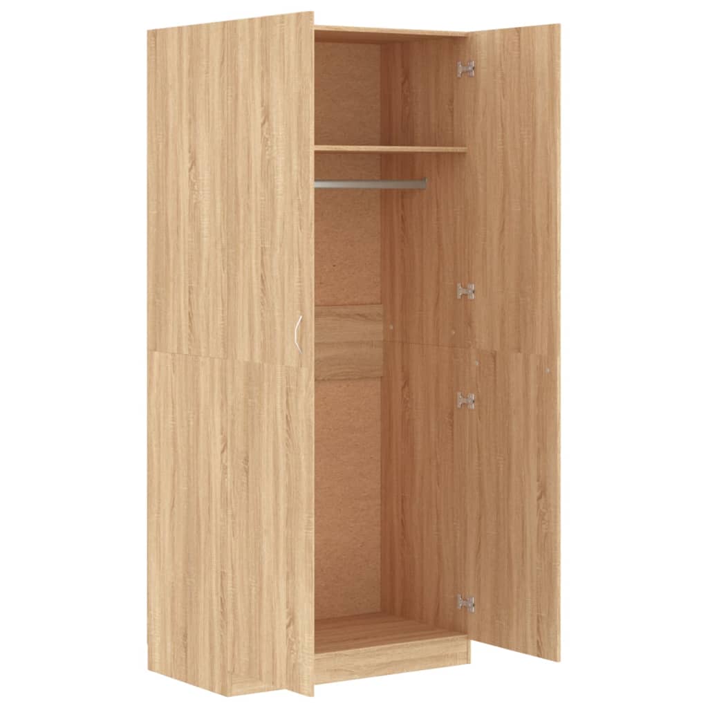 vidaXL Wardrobe Black 90x52x200 cm Engineered Wood