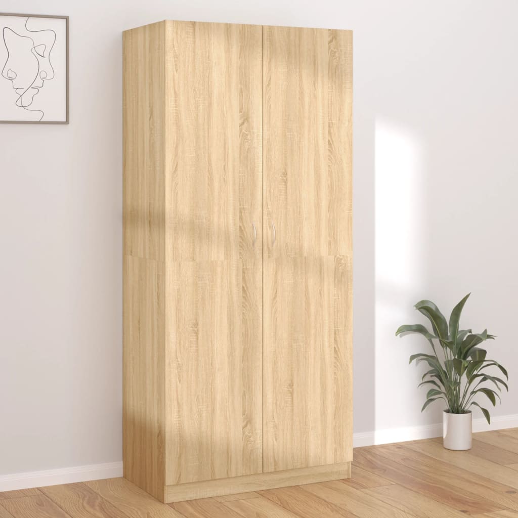 vidaXL Wardrobe Black 90x52x200 cm Engineered Wood